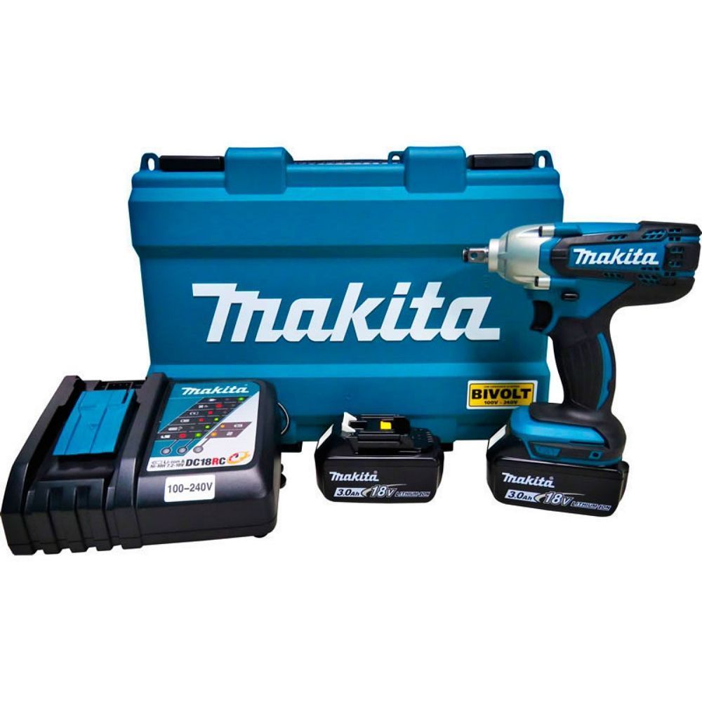 Chave de Impacto DTW190RFE 18V com Freio Instantâneo e Iluminação Makita 7.9CM 2 Baterias 3.0Ah