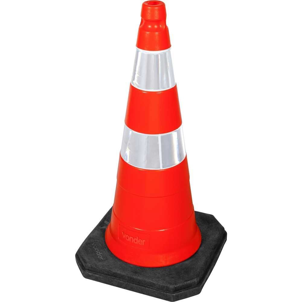 Cone de Sinalização Cone 75cm Refletivo Branco Laranja PVC 100 Candela Base em PVC Nove54
