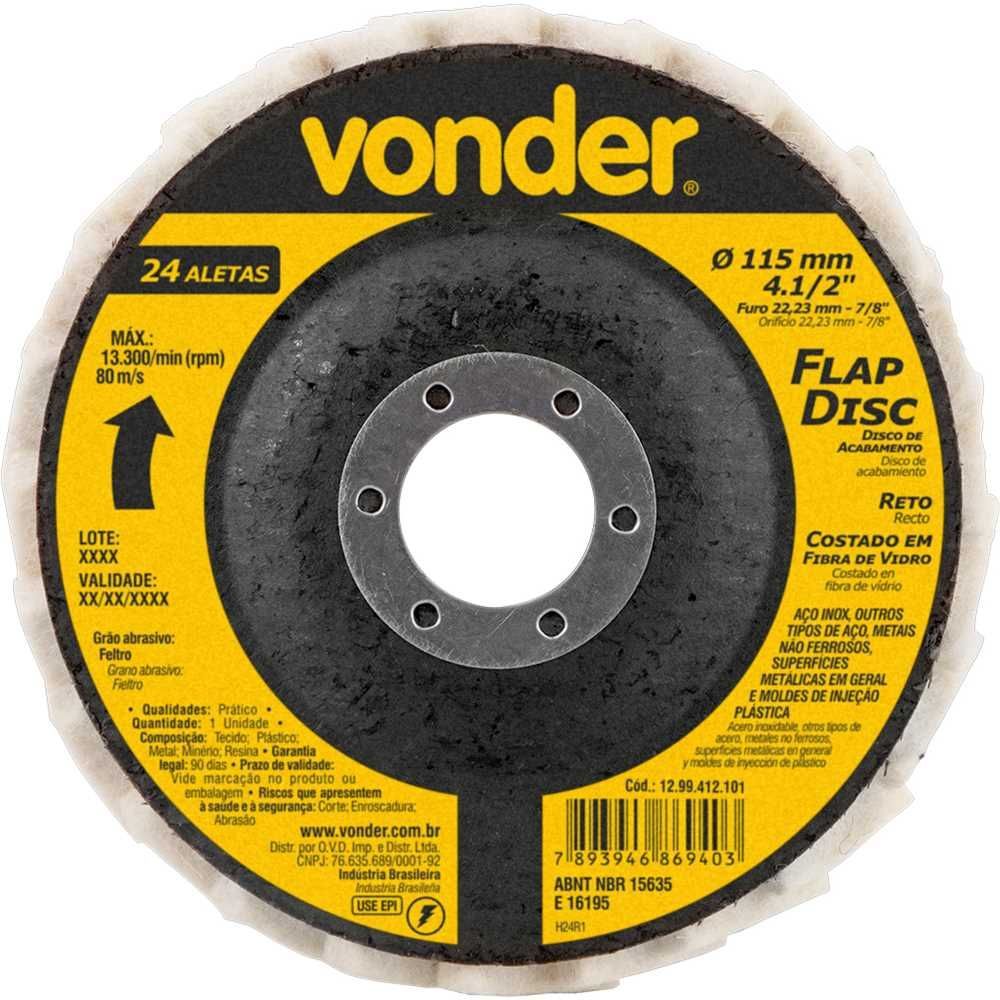 Disco Abrasivo Flap Disc 4.1-2'' Reto Feltro Polimento Espelhado Impecável Cinza Nove54 115MM 13300 RPM