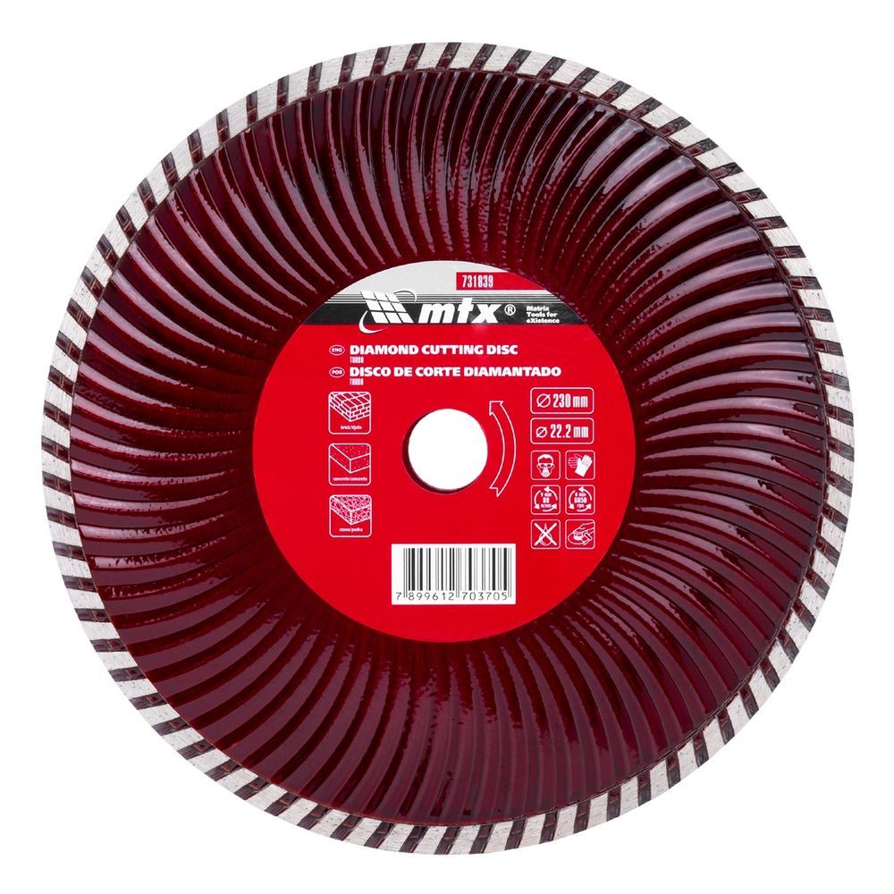 Disco de Corte Turbo Diamantado Seco 731839 Cortes Precisos e Rápidos em Concreto Pedra e Tijolo Prata MTX 230MM 6650