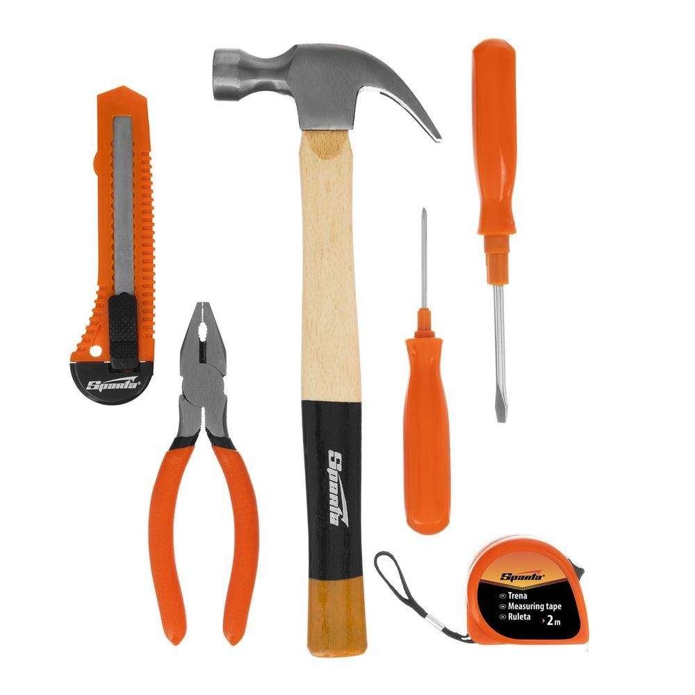 Conjunto Sparta 1354055 com Estilete 18mm e Martelo Aço 45 6 Peças Bivolt