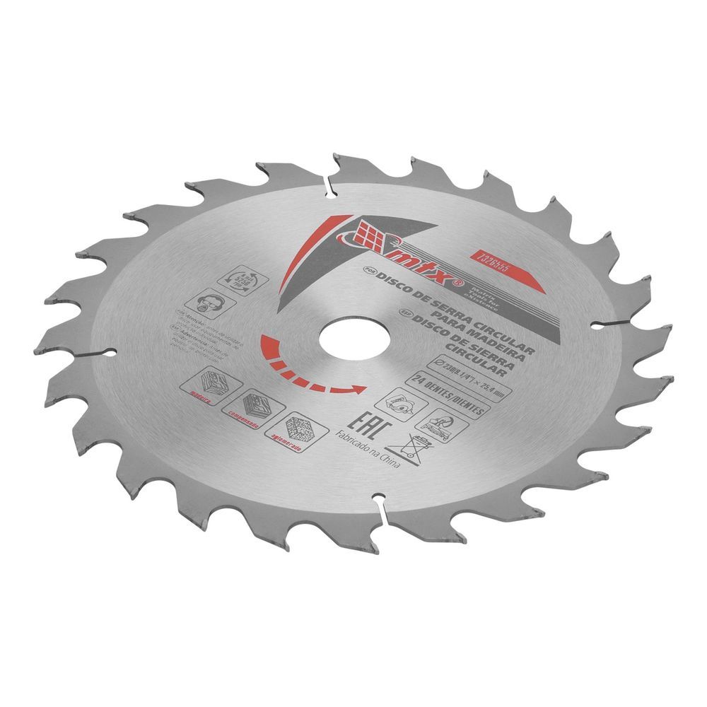 Disco Serra Circular MTX 7326555 Cortes Precisos e Rápidos Aço 65Mn com Lâminas YG8 Inox MTX 230MM
