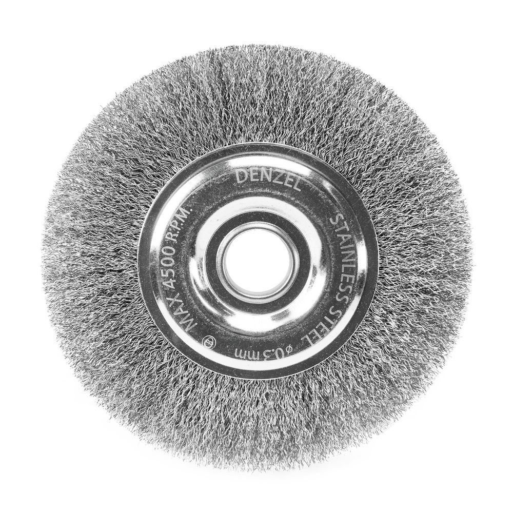 Escova Circular 150mm Fios Ondulados Inox Limpeza Profunda Aço Inoxidável Denzel 16CM