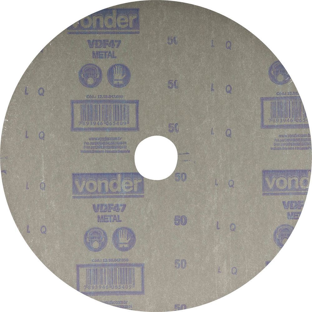 Disco Lixa Fibra 180mm VDF47 Lixamento Agressivo Costado Reforçado Amarelo Vonder 18CM 10 Peças