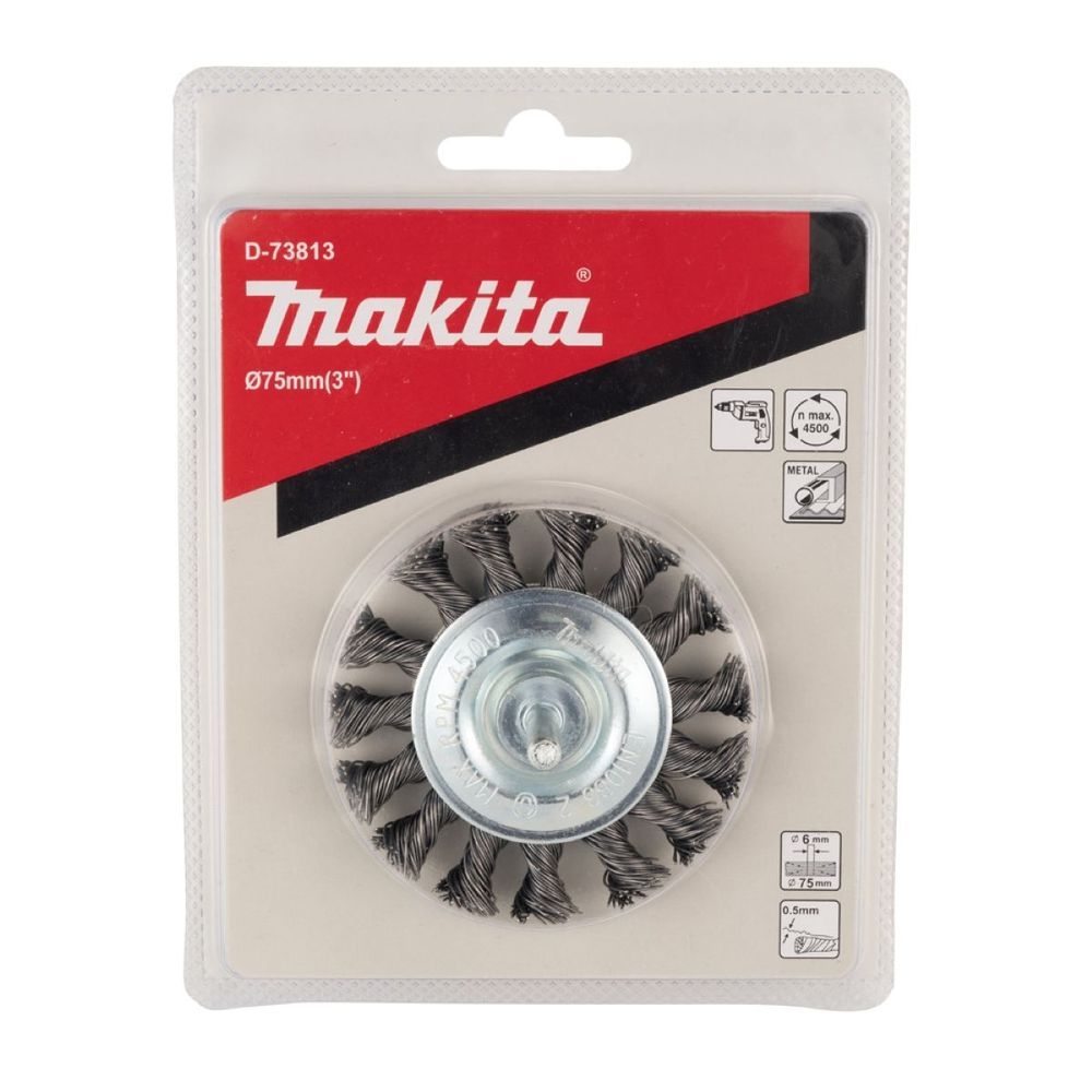Escova de Aço Circular D-73813 para Limpeza e Remoção de Ferrugem Fios de Aço Torcido Preto Makita 75MM