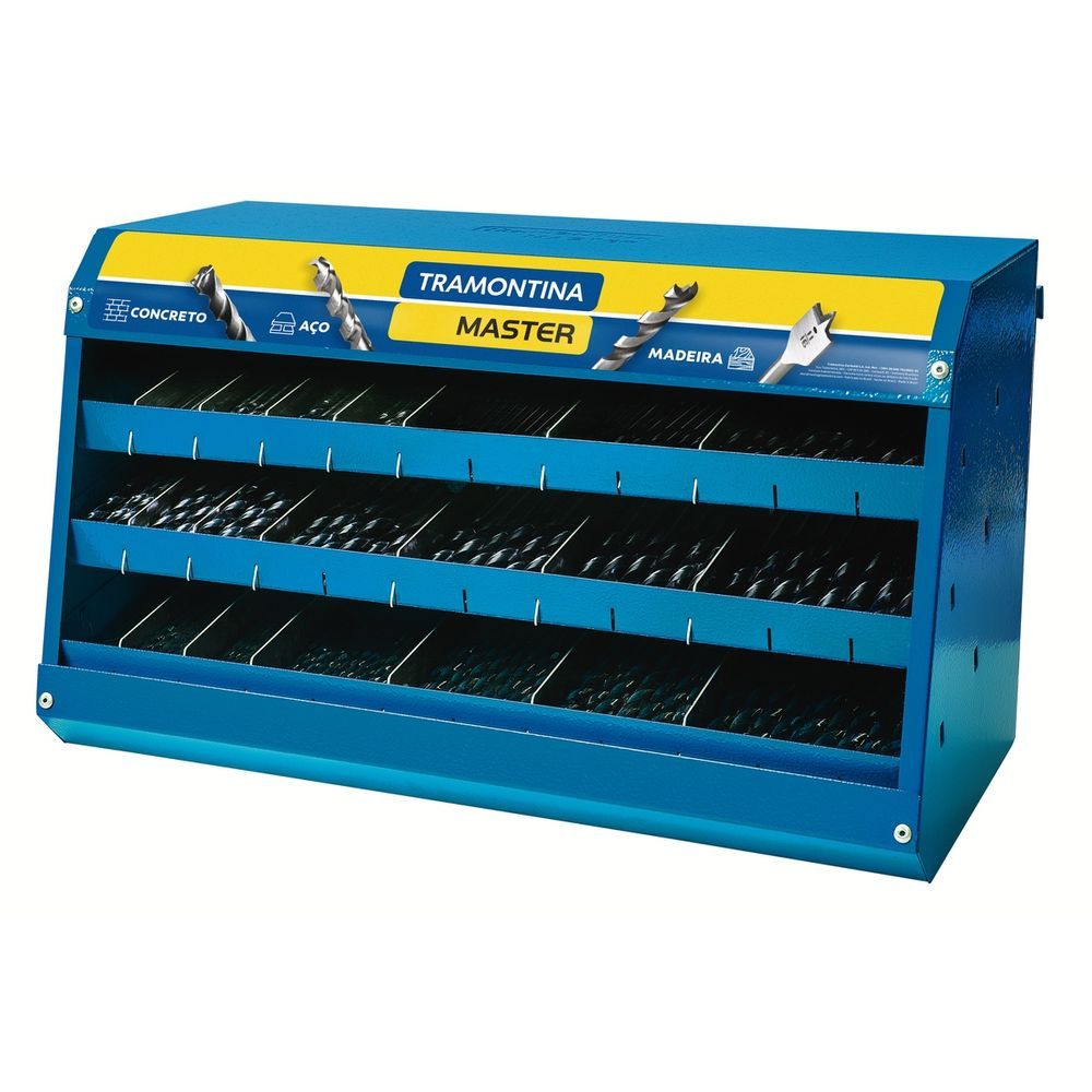 Display com Brocas Master Perfuração em Aço e Concreto 230 Peças Bivolt Tramontina 230PEÇAS