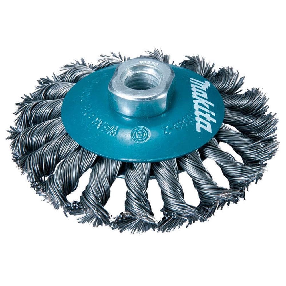 Escova de Aço Côncava 115MM M14 Fio Trançado para Remoção de Ferrugem Azul Makita 12CM
