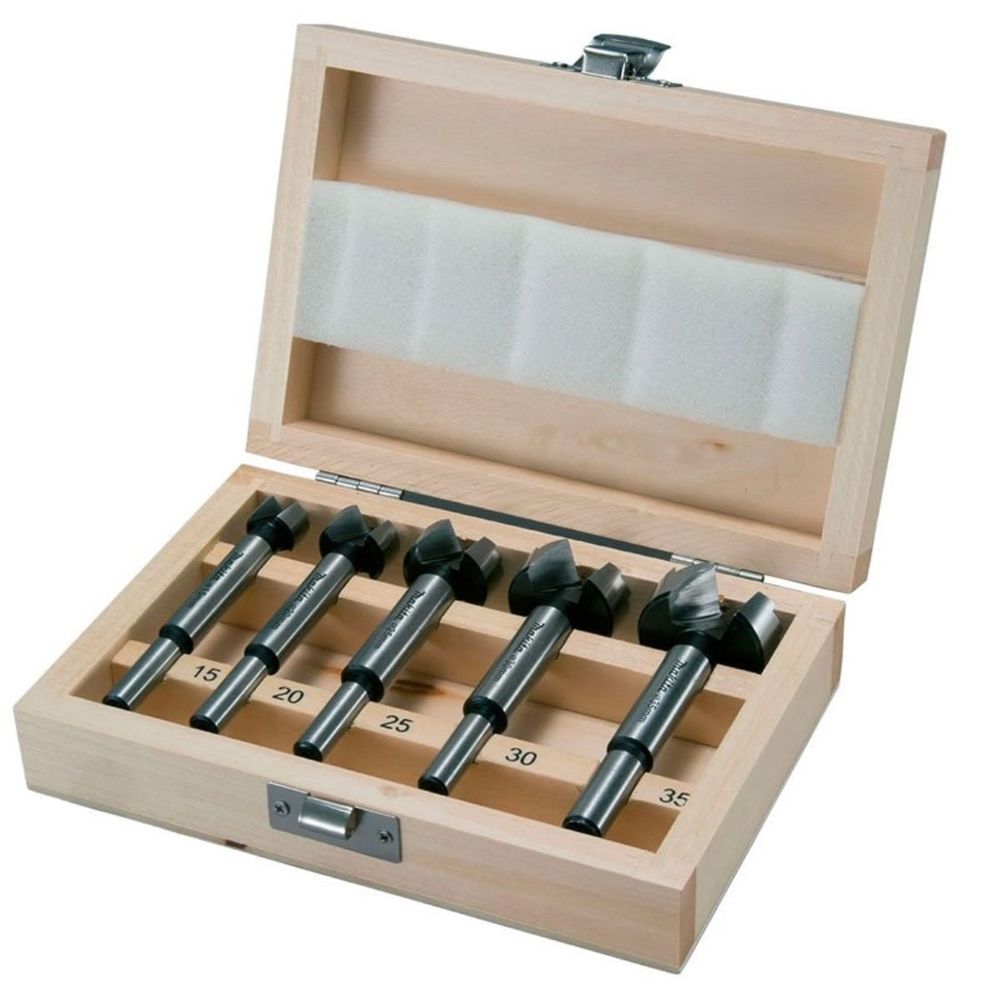 Estojo Makita D-47363 com 5 Brocas Forstner para Perfurações Precisas em Madeira com Acabamento Profissional Amadeirado