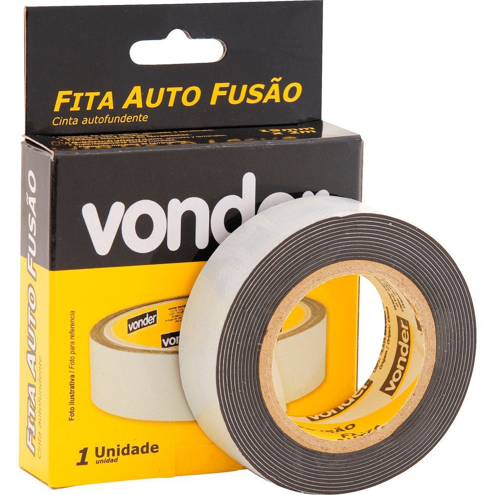 Fita Isolante Autofusão 19MMx2M com Vedação Total em Borracha Etileno-Propileno Preta Vonder 19CM