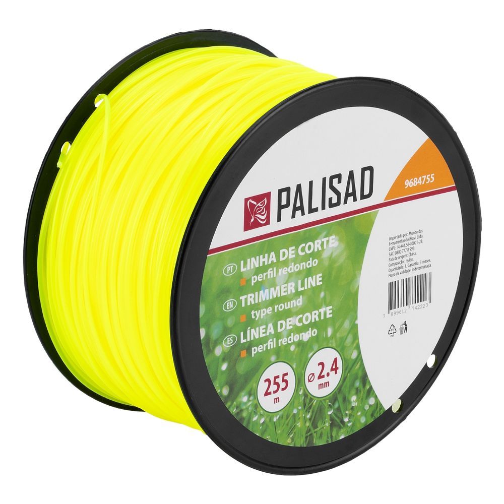 Fio Nylon Roçadeira Redondo 9684755 Corte Eficiente Alta Durabilidade Poliamida PA6 Palisad 2.4MM 255M