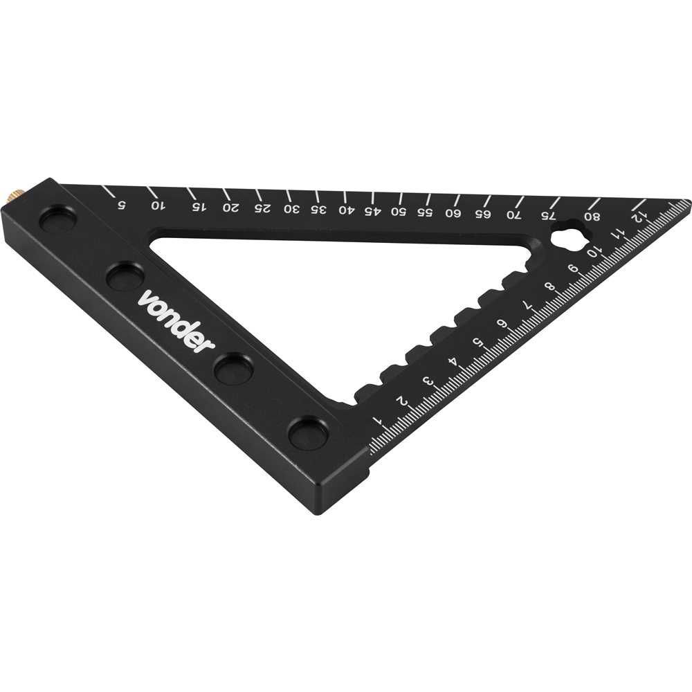 Esquadro Triangular Nove54 Alumínio 12cm para Carpintaria com Escala em Milímetros 12CM 120MM