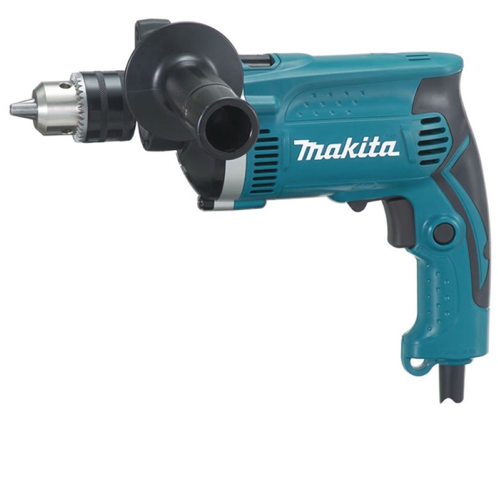 Furadeira de Impacto Makita Profissional HP1630 com Chave do Mandril Punho Lateral e Suporte 710W Amarelo 110V 7,5CM