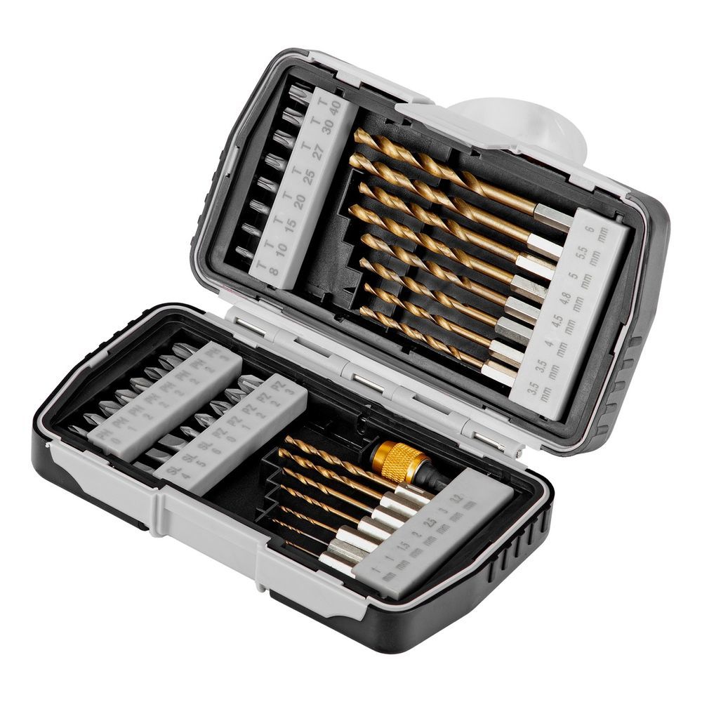 Jogo de Bits e Brocas 113229 com Adaptador Magnético Aço CRV Prata MTX 40 Peças