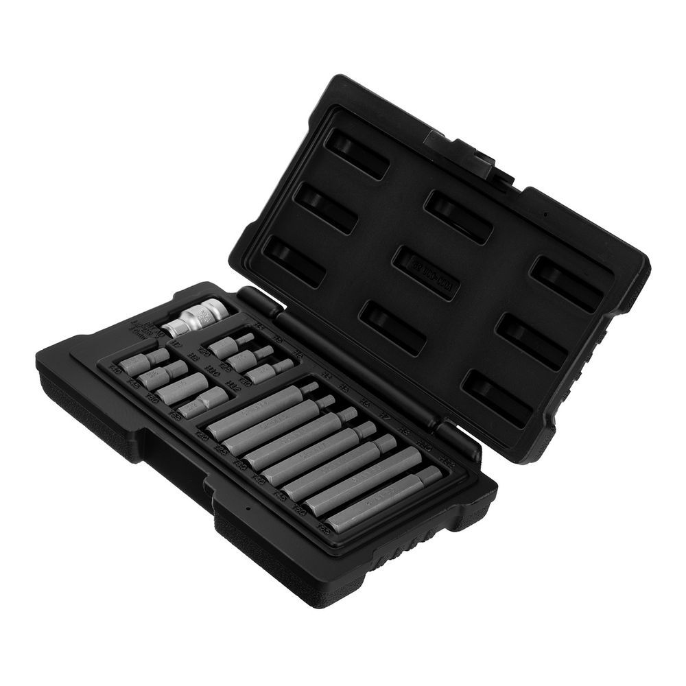 Jogo de Bits Hex 1-2 1131356 14 Peças H4 a H12 com Adaptador Prata Stels 5CM 14 Bits HEX H4 a H12