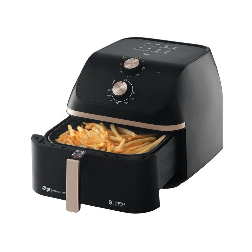 Fritadeira Elétrica sem Óleo Air Fryer WAP Mega 9L 1900W Cesto Removível Antiaderente Preto 220V