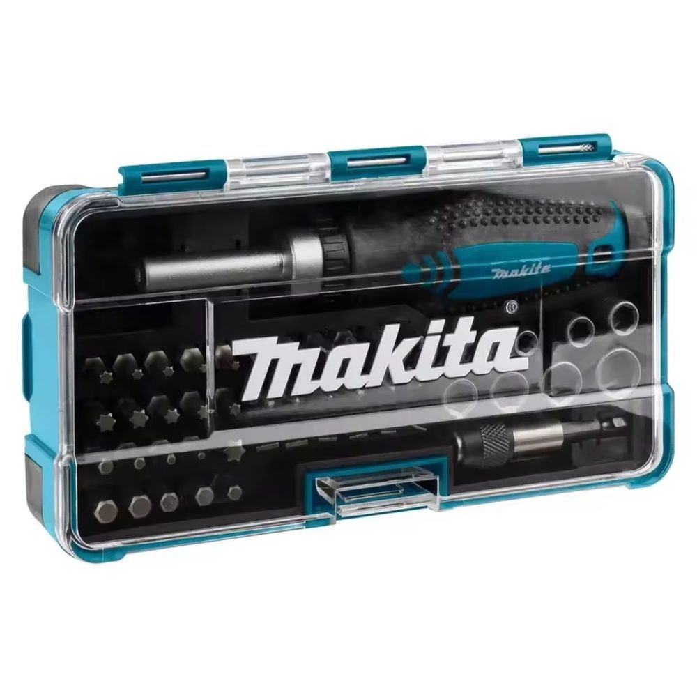 Jogo de Ferramentas 47 Peças com Chave Manual e Bits Versatilidade para Parafusos e Fixações Azul Makita 47PEÇAS