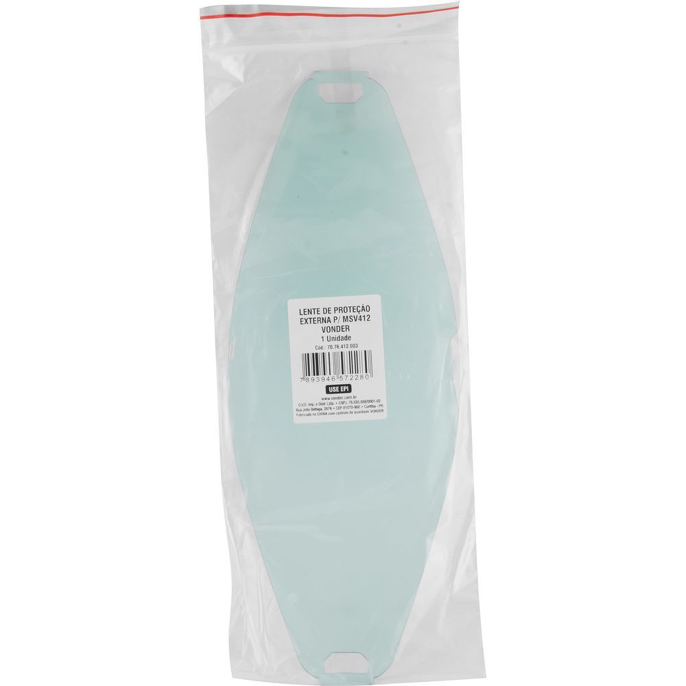 Lente de Proteção MSV 412 V0nder Plus para Máscara de Solda com Escurecimento Automático Policarbonato Vonder 39CM 15CM