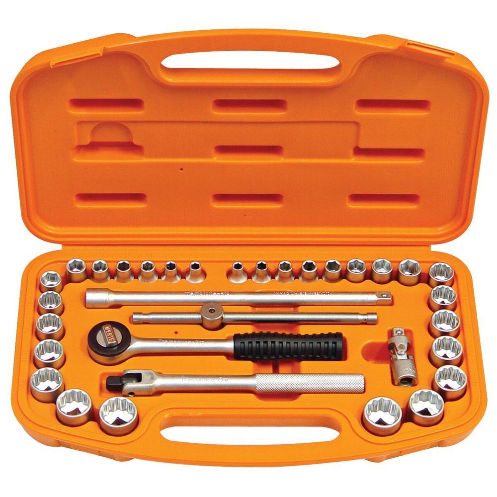 Kit Soquetes Tramontina 3-8'' 33 Peças Pro com Sistema Hyper Drive Cinza Aço Cromo Vanádio 33PEÇAS