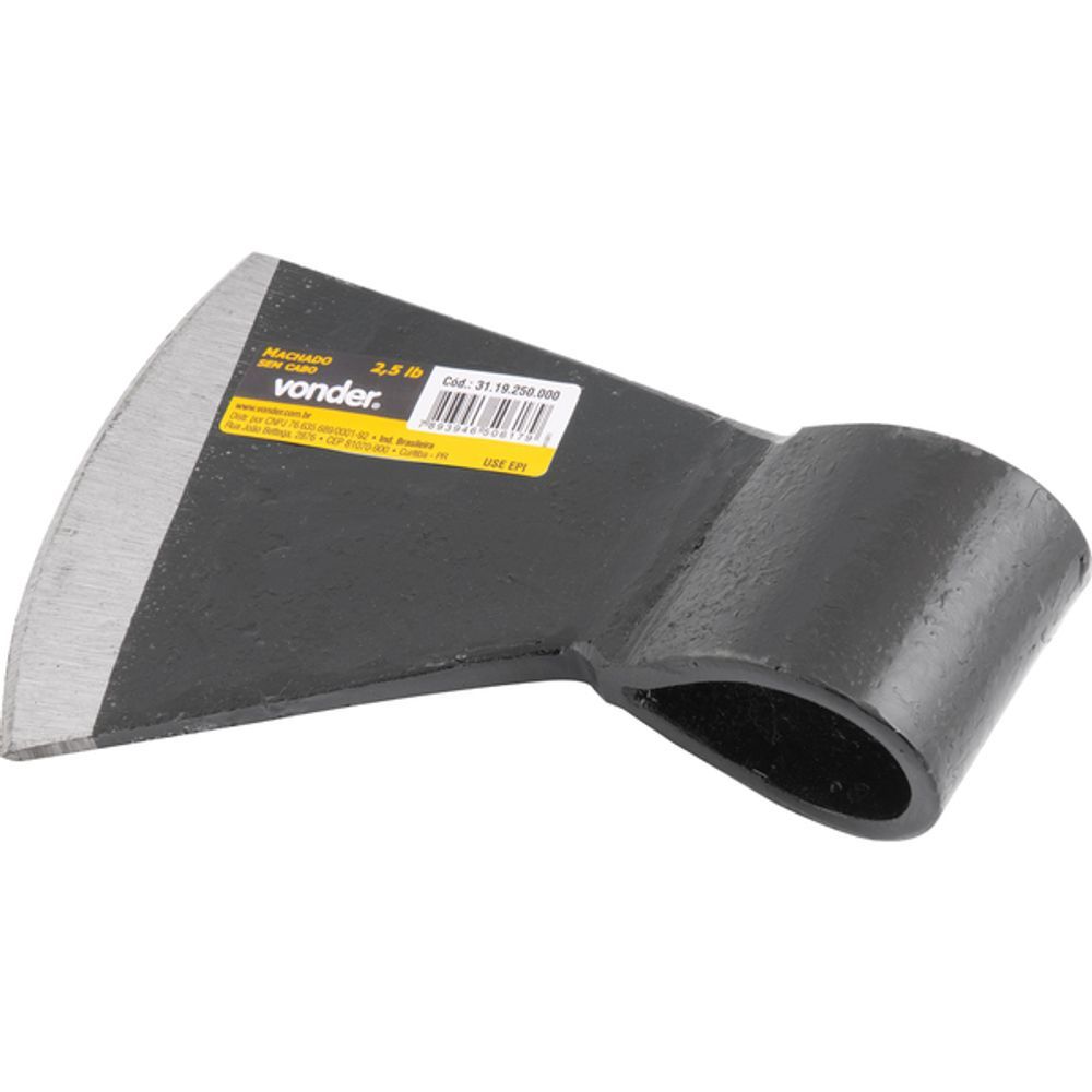Machado Lenhador 2,5lb Corte Eficiente Aço Temperado e Revenido Preto Vonder 13,2CM