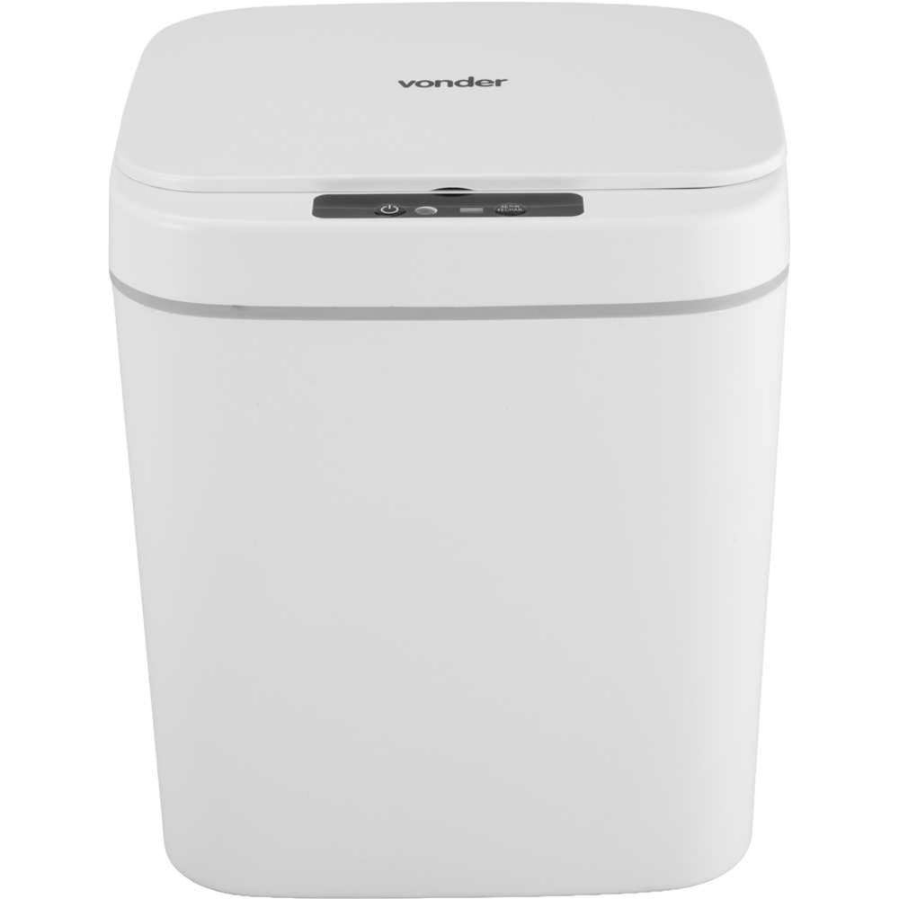 Lixeira Retangular 12L Plástico Automática com Sensor Branca Vonder 23,5CM