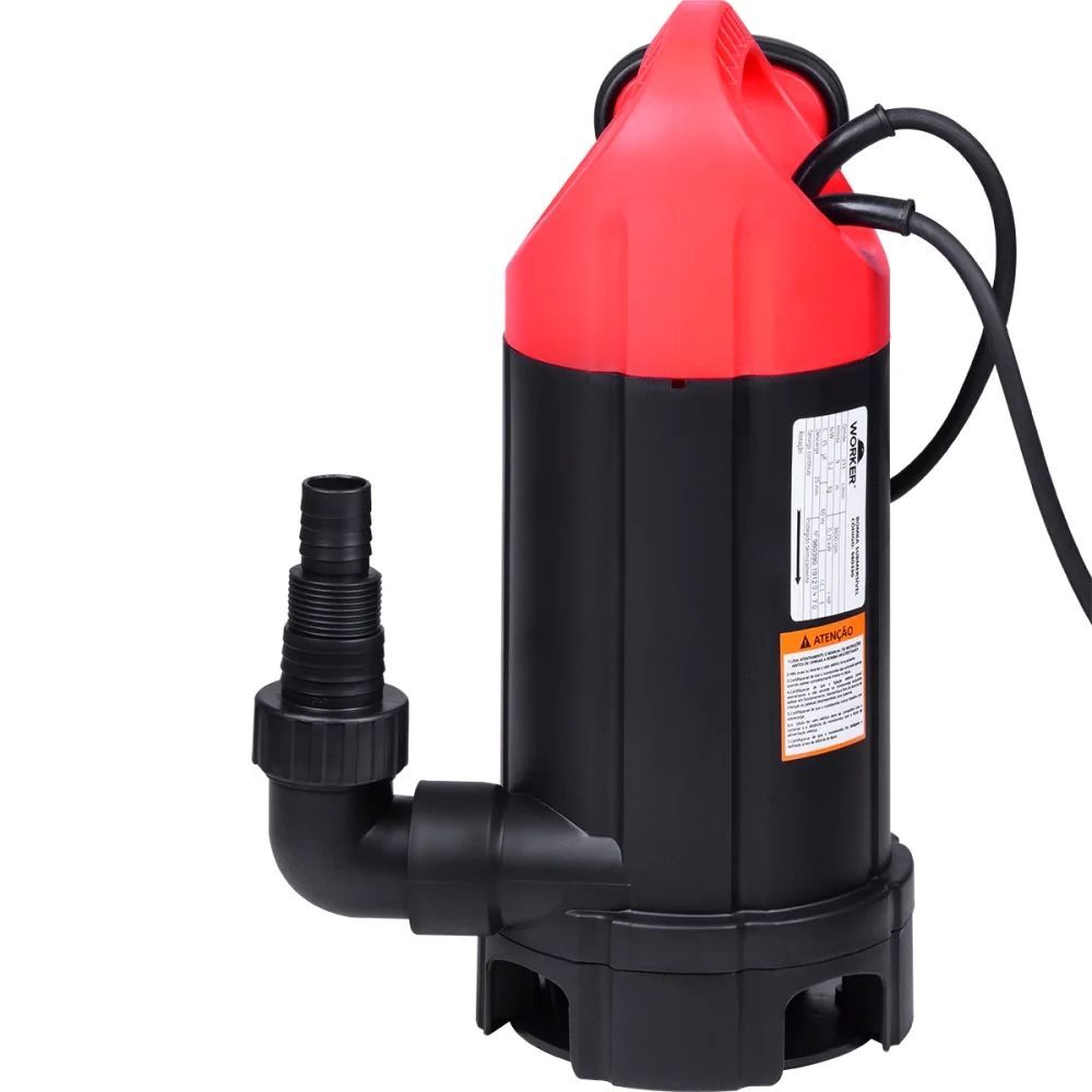 Bomba Submersa Rec Worker 1HP 750W com Boia 233L-min 9m para Água Limpa Ou Suja Inox 9CM