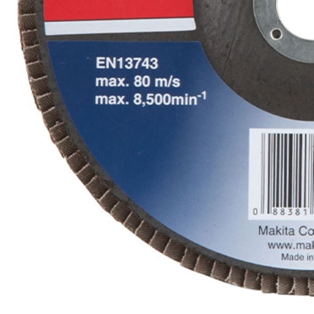 Flap Disco 180 X 22.23MM Grão A40 Remoção Eficiente com Base de Fibra de Vidro Verde Makita 180MM