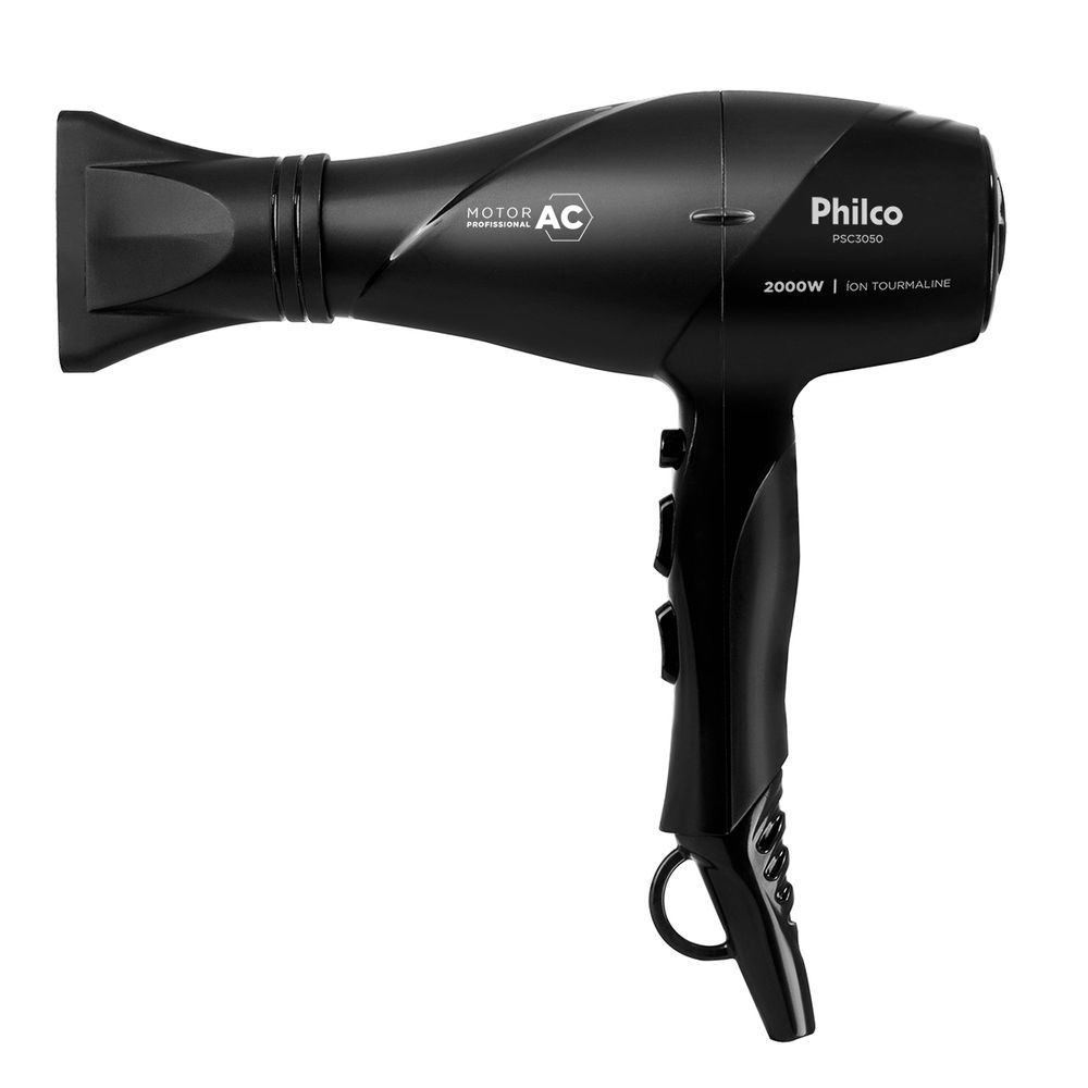 Secador de Cabelo Philco PSC3050 2000W Tecnologia Tourmaline 3 Temperaturas Preto 110V 23CM