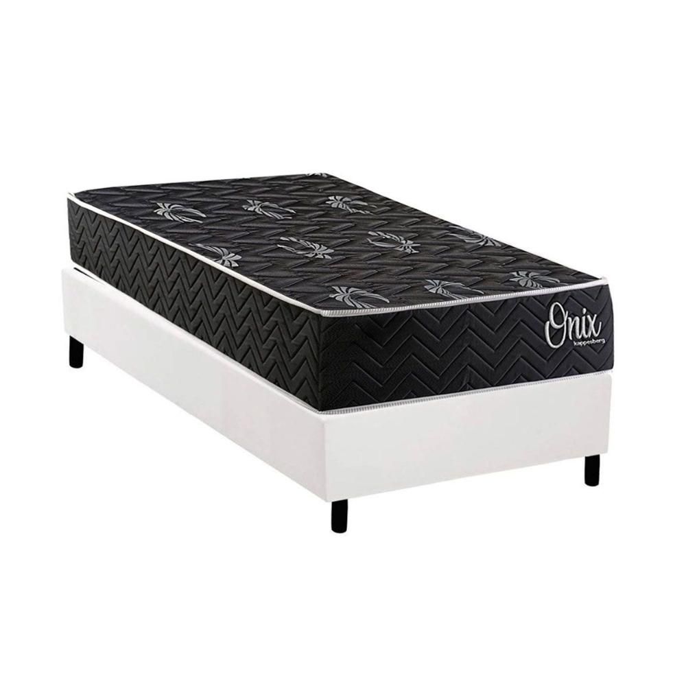 Kit Cama Box Solteiro Colchão Ortopédico D28 Euro Pillow 88X188 Branco Base CRC Corano White Kappesberg
