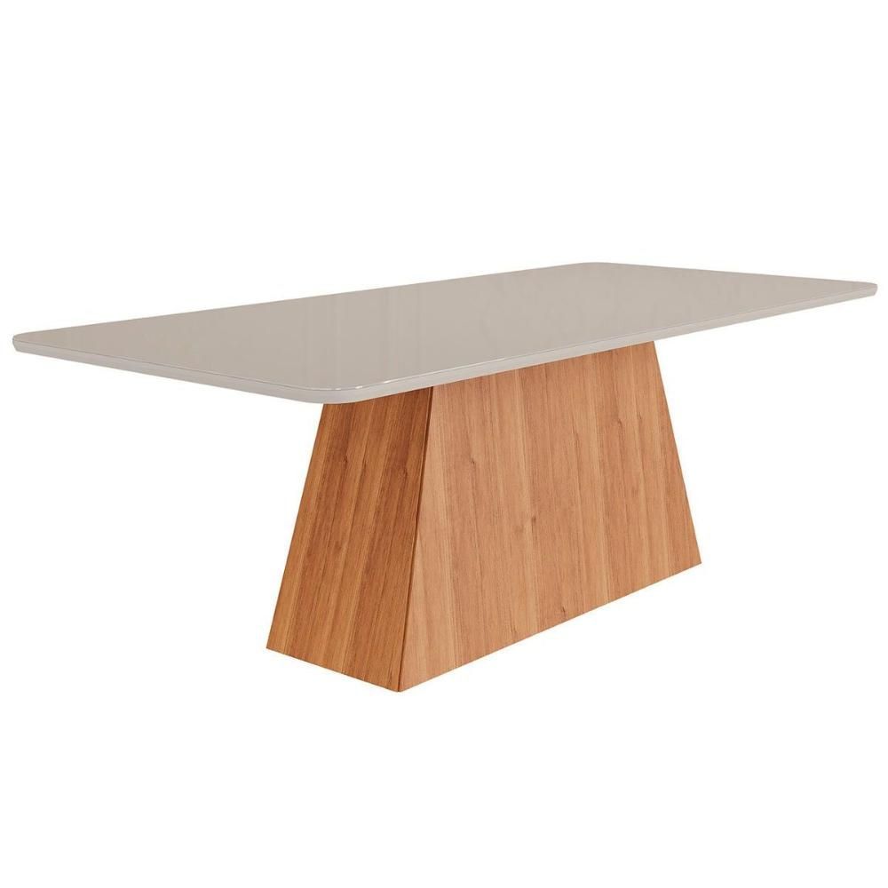 Mesa de Cozinha Helena 8 Lugares Retangular MDF 210CM Cinamomo e Off White Cimol Móveis