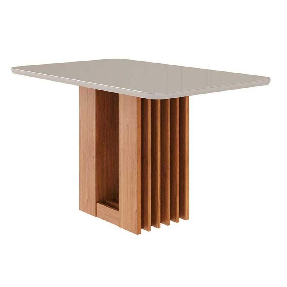Mesa de Jantar Ariela 4 Lugares Retangular Vidro 130x80cm Cinamomo-off White Cimol Móveis