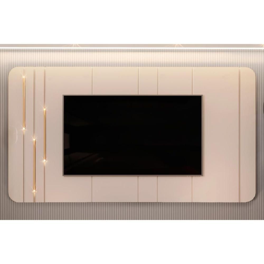 Painel Home para TV 75 Pol Celine 241CM MDF com LED Off White DJ Móveis