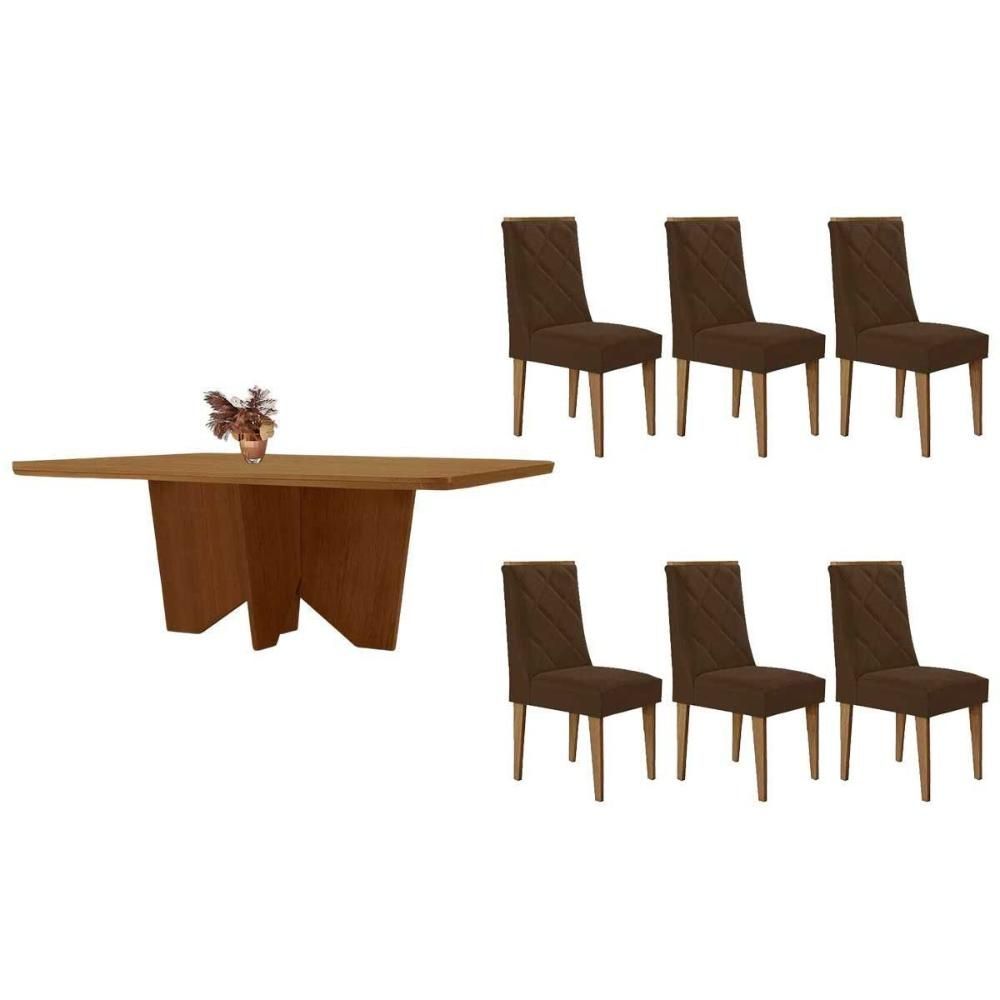 Kit 6 Cadeiras Pietá Moderno em MDF com Assento em Tecido 45cm Café Móveis Rufato