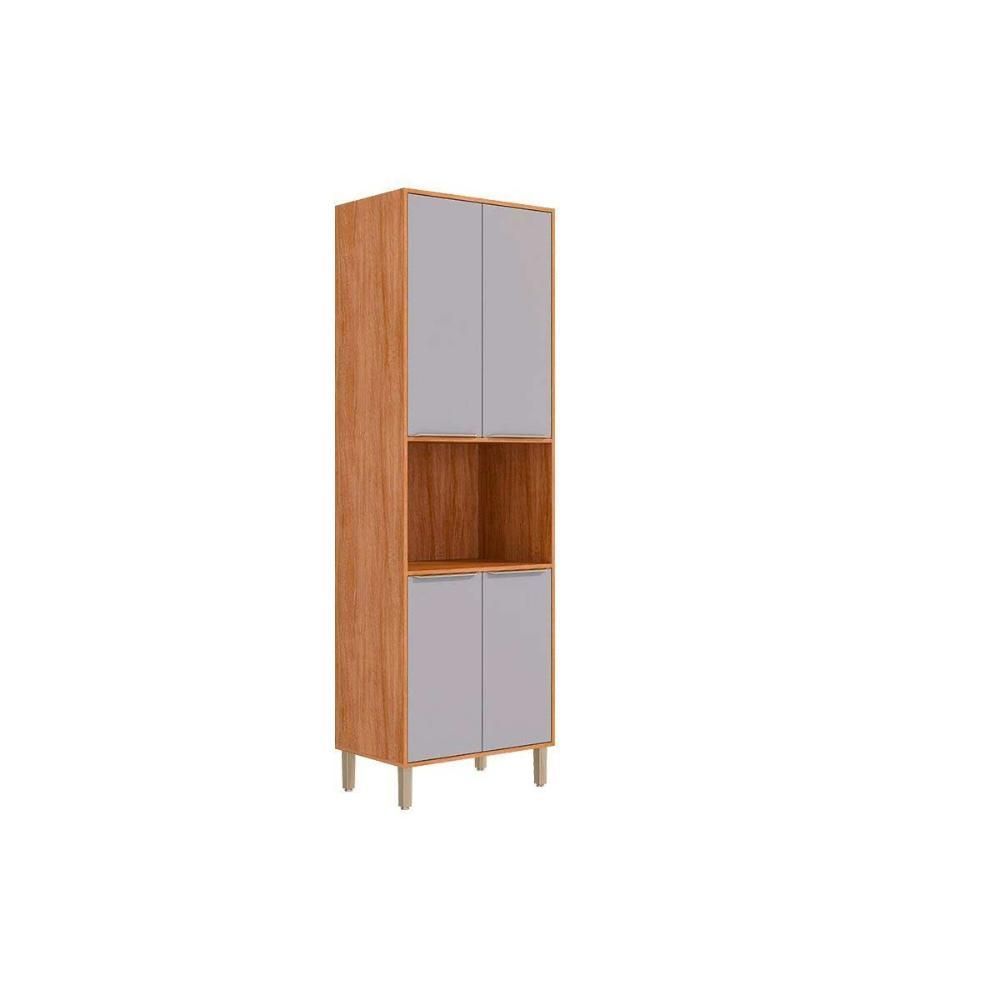 Paneleiro de Cozinha Áurea com 4 Portas 5 Prateleiras MDF 70CM Cinamomo-Platina MGM