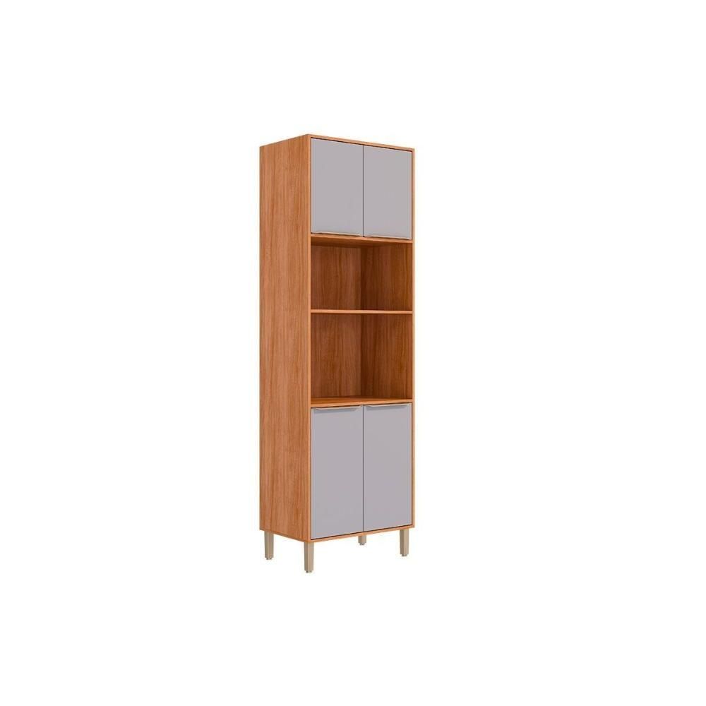 Paneleiro de Cozinha Celeste 4 Portas 4 Prateleiras MDF 70cm Cinamomo e Platina MGM