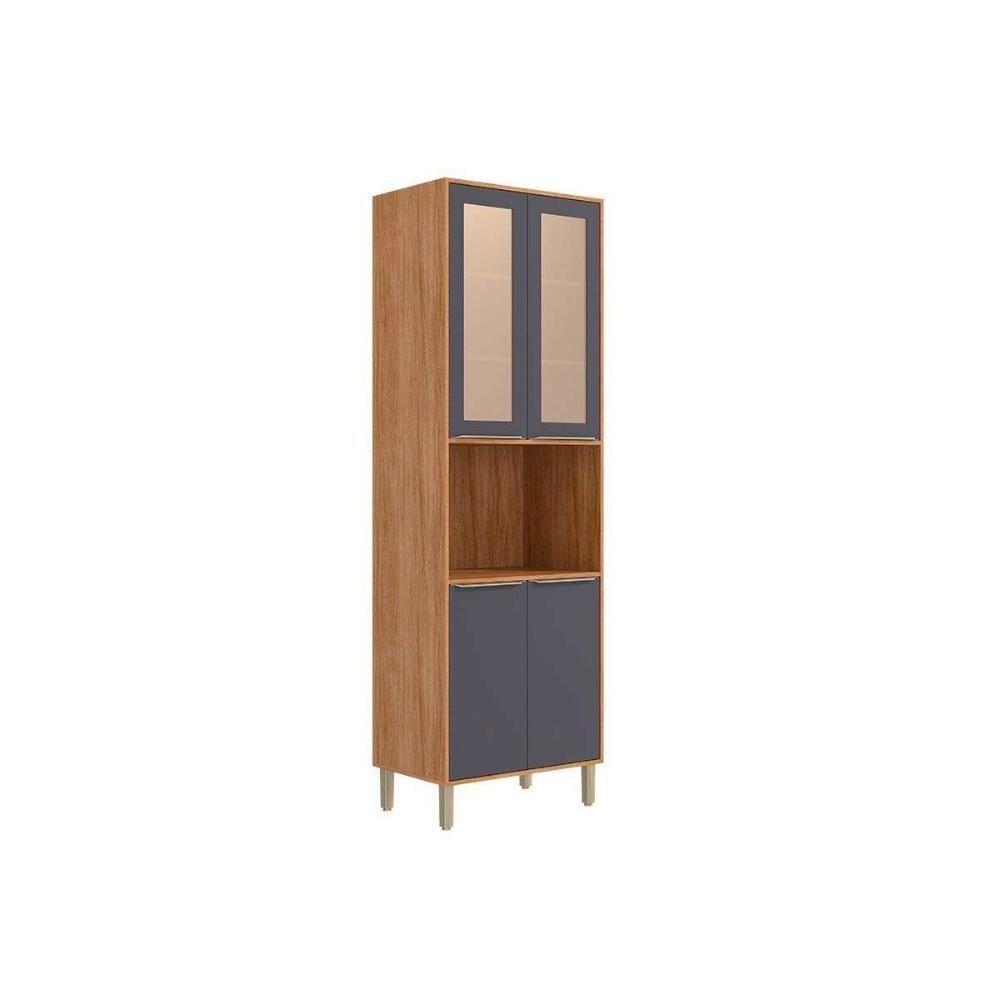 Paneleiro de Cozinha Brilhante com 4 Portas com 4 Prateleiras em MDF 70CM Cinamomo-Titanium MGM