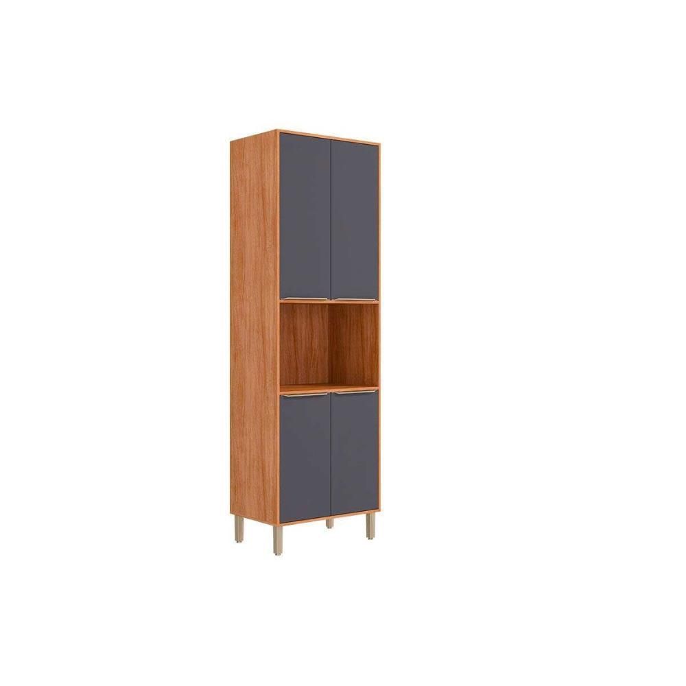 Paneleiro de Cozinha Brilhante 4 Portas 5 Prateleiras MDF 70CM Cinamomo-Titanium MGM