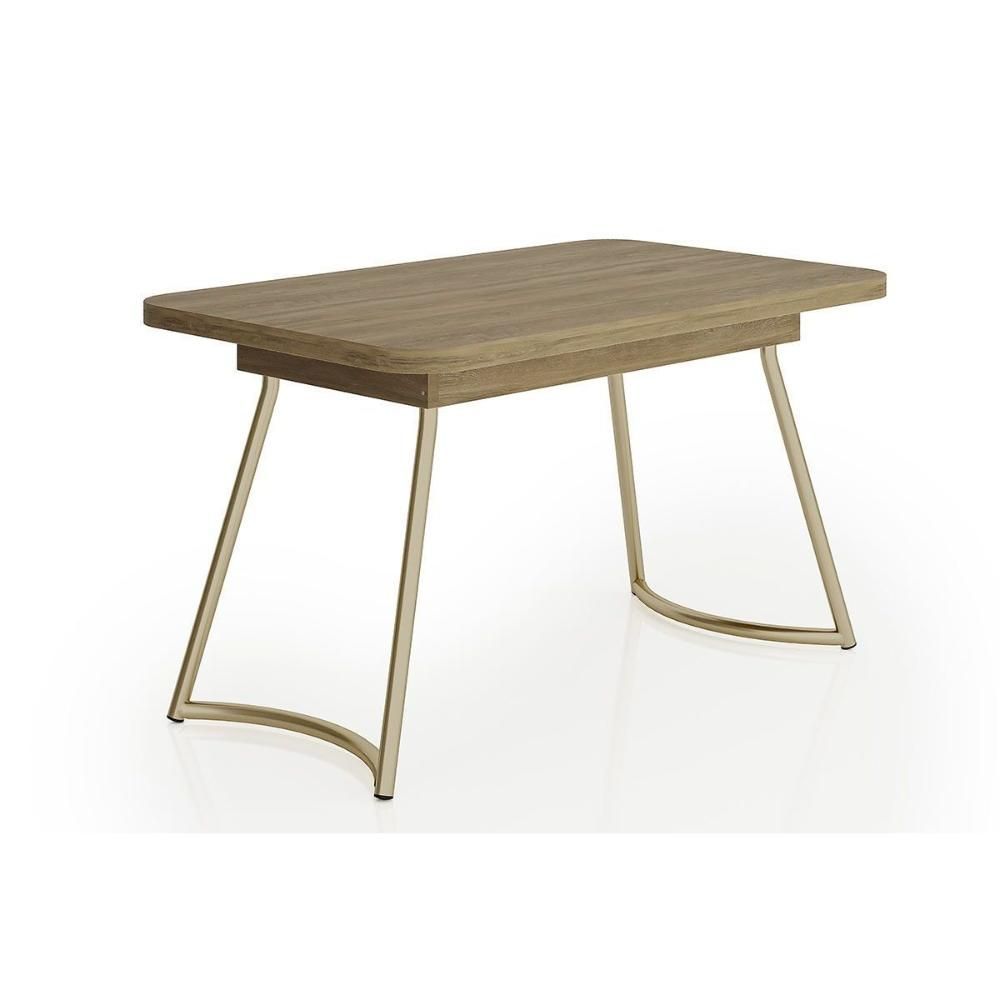 Mesa de Jantar Évora 1604 4 Lugares Retangular MDF 130CM Dourado Móveis Carraro