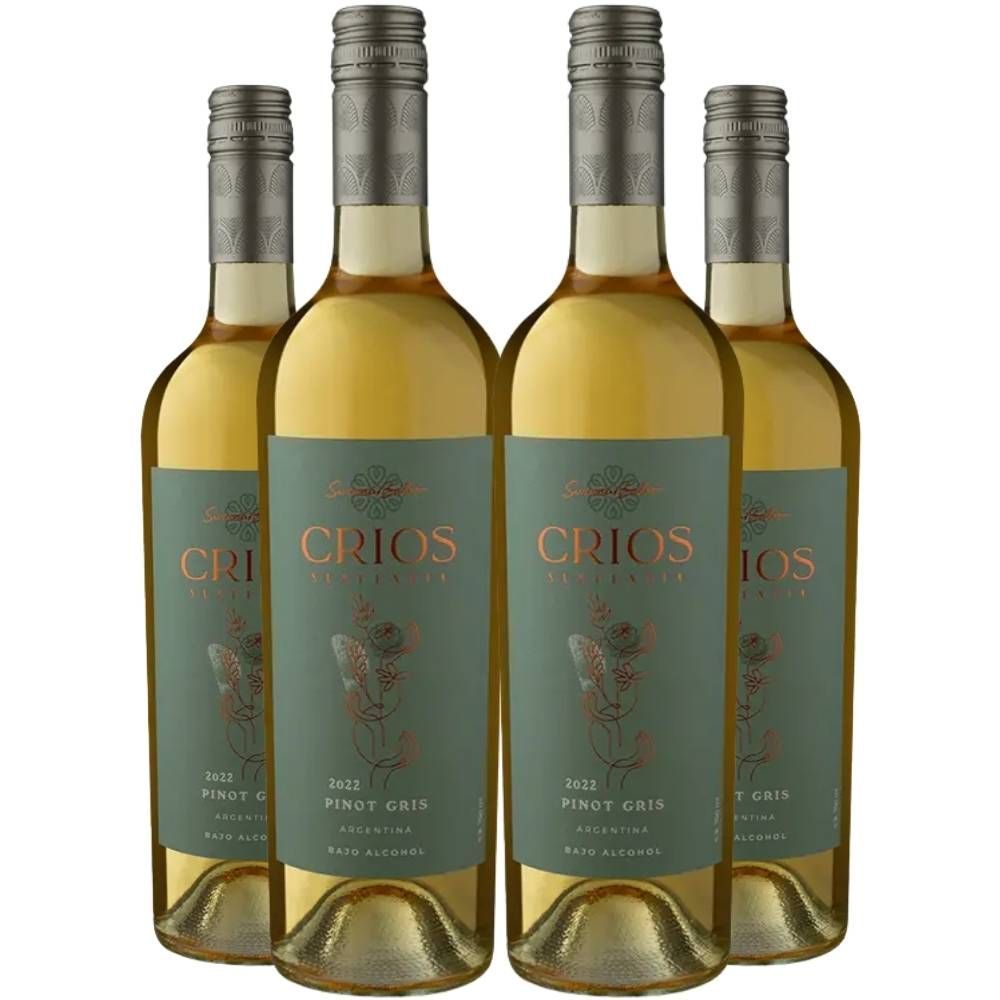 Kit 4 Garrafas Vinho Branco Seco Argentina Susana Balbo Wines Crios Sustentia Pinot Gris 750ML