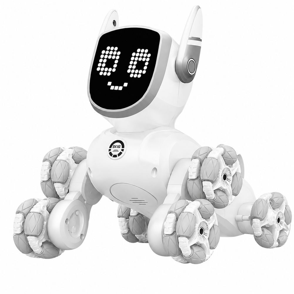Robô Interativo com Controle Remoto Movimento 360 graus  Música Dança e Expressões LED Branco Robo Hardware 25CM
