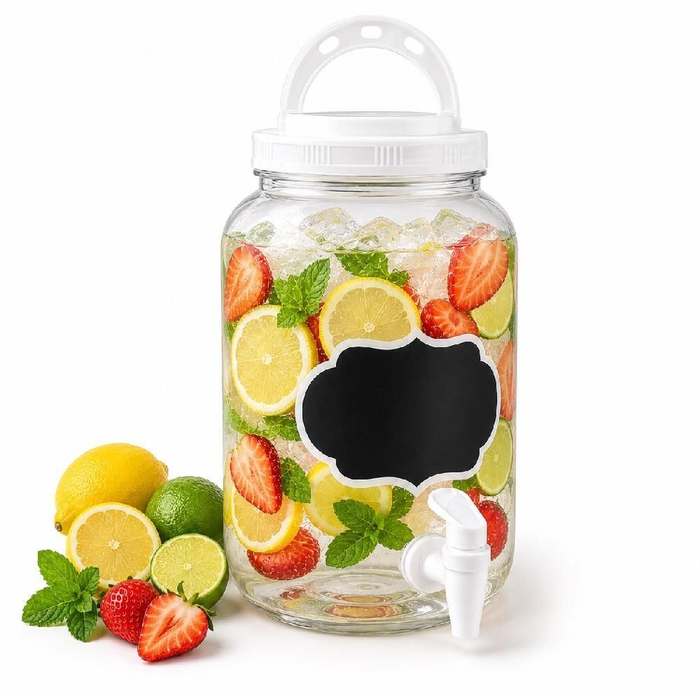 Suqueira com Torneira 3,6L Plástico Resistente Multiuso para Bebidas e Produtos de Limpeza Transparente Yeet 14CM