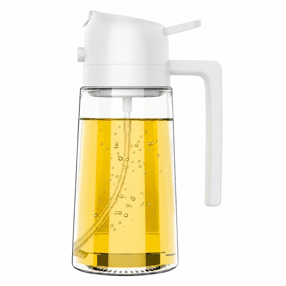 Porta Azeite e Vinagre Spray em Vidro com Borrifador Pulverizador de Alta Eficiência para Cozinha Branco 470ML