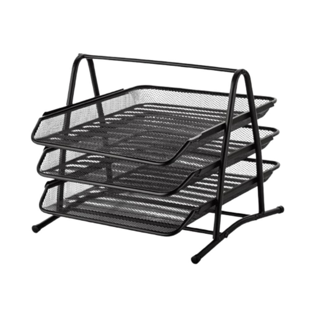 Organizador de Documentos Yeet com 3 Bandejas Deslizantes em Metal Aramado 35CM Inox
