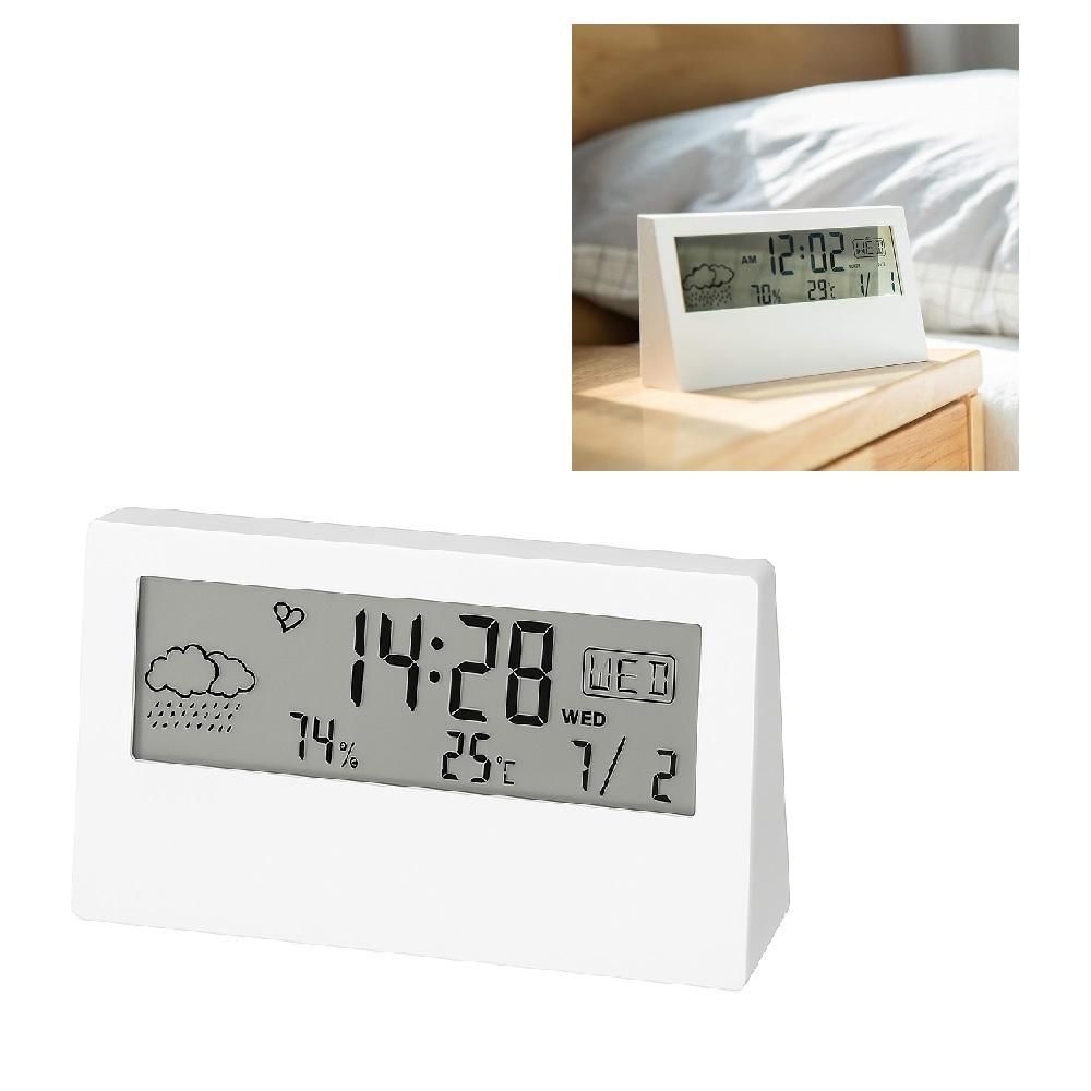 Relógio Digital Multifuncional com Alarme Termômetro Higrômetro Calendário e Display LCD Preto Yeet 13,2CM