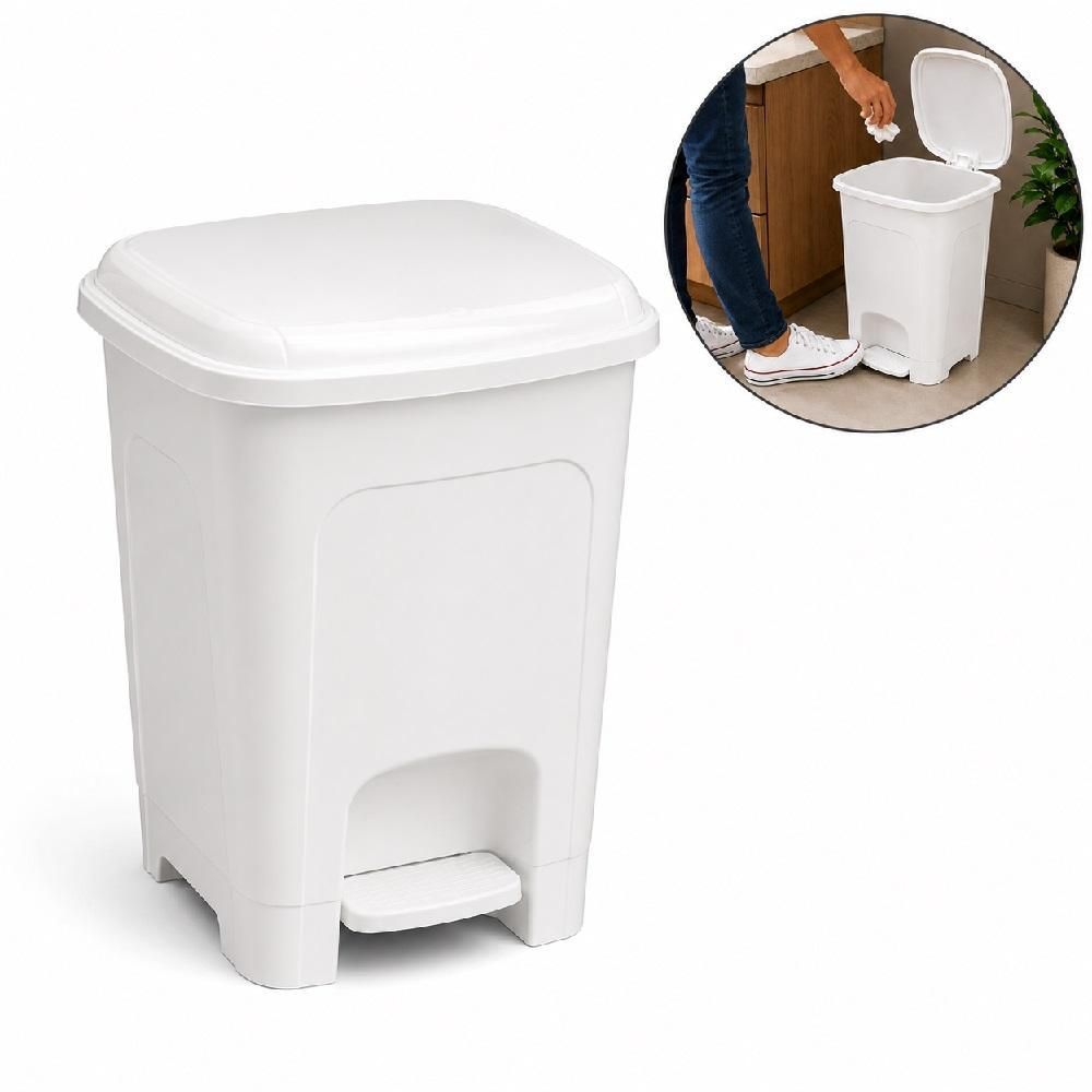 Lixeira com Pedal 16L Plástico Abertura por Pedal Higiênico para Cozinha e Banheiro Prata Yeet 29.8CM