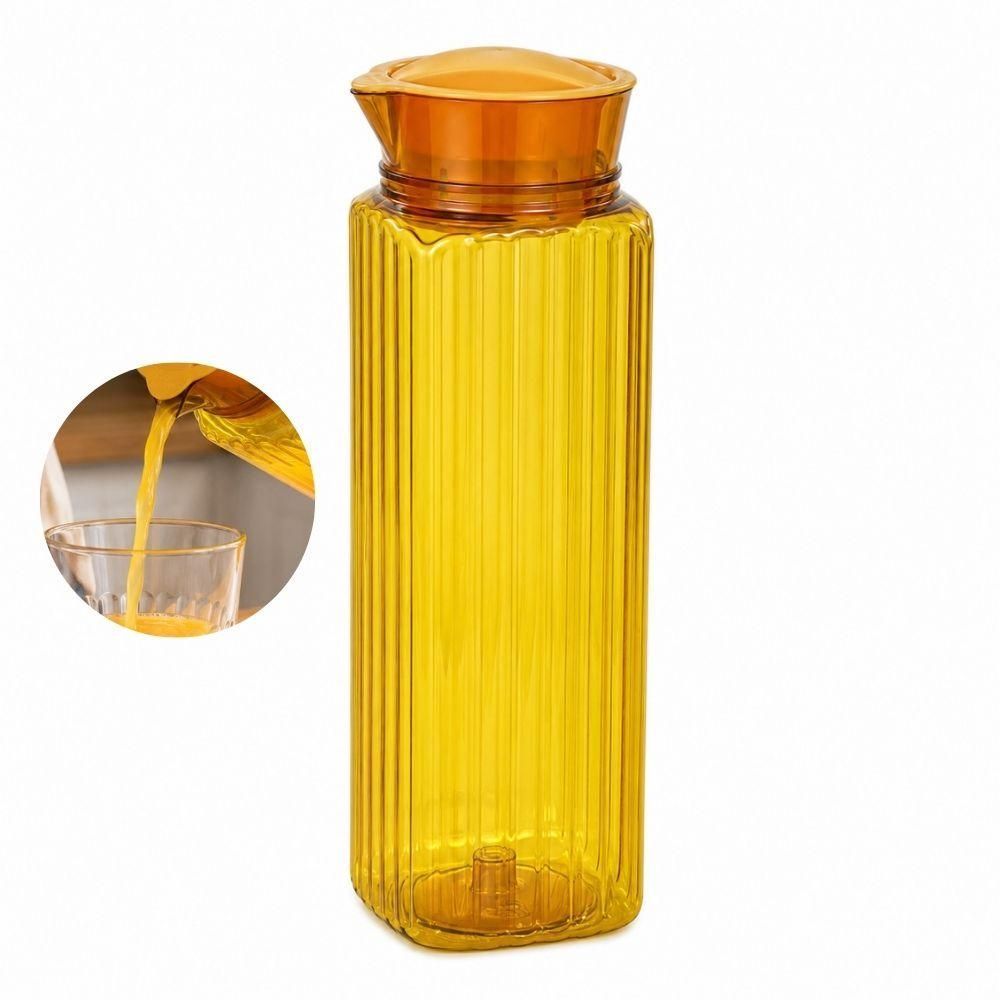 Jarra Freeze com Tampa Giratória e Bico Vertedor Plástico Resistente para Água e Sucos Amarelo Yeet 8CM 1,2L