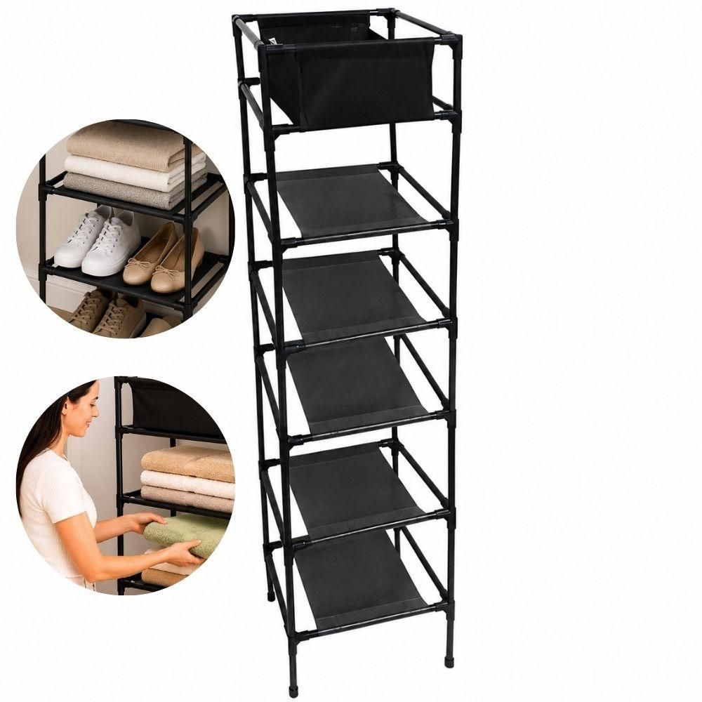 Estante Organizadora Casita 6 Níveis sem Porta 6 Prateleiras Ferro TNT e PP TAMANHO 25cm Azul Yeet