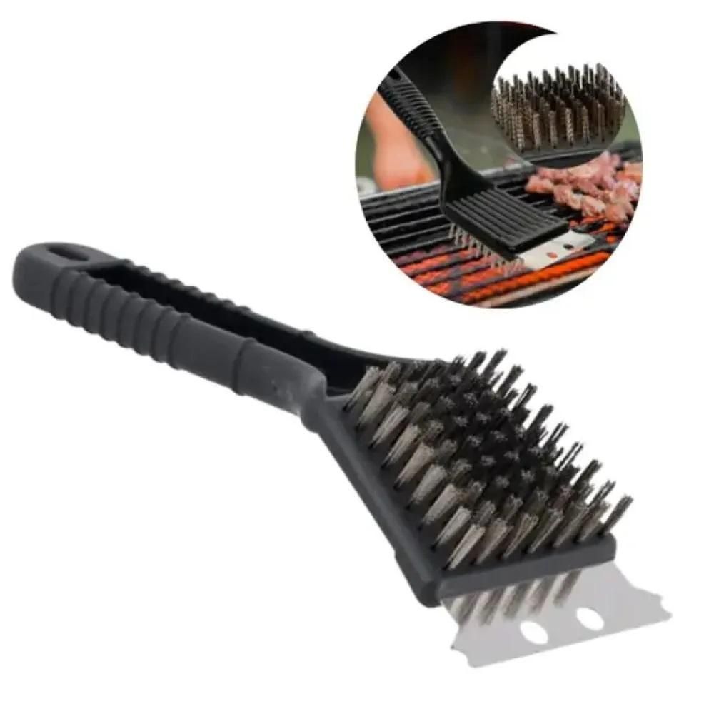 Escova para Limpeza de Grelha 2 em 1 com Raspador em Aço Inox Multiuso para Churrasqueiras e Chapas Inox Yeet 5,5CM