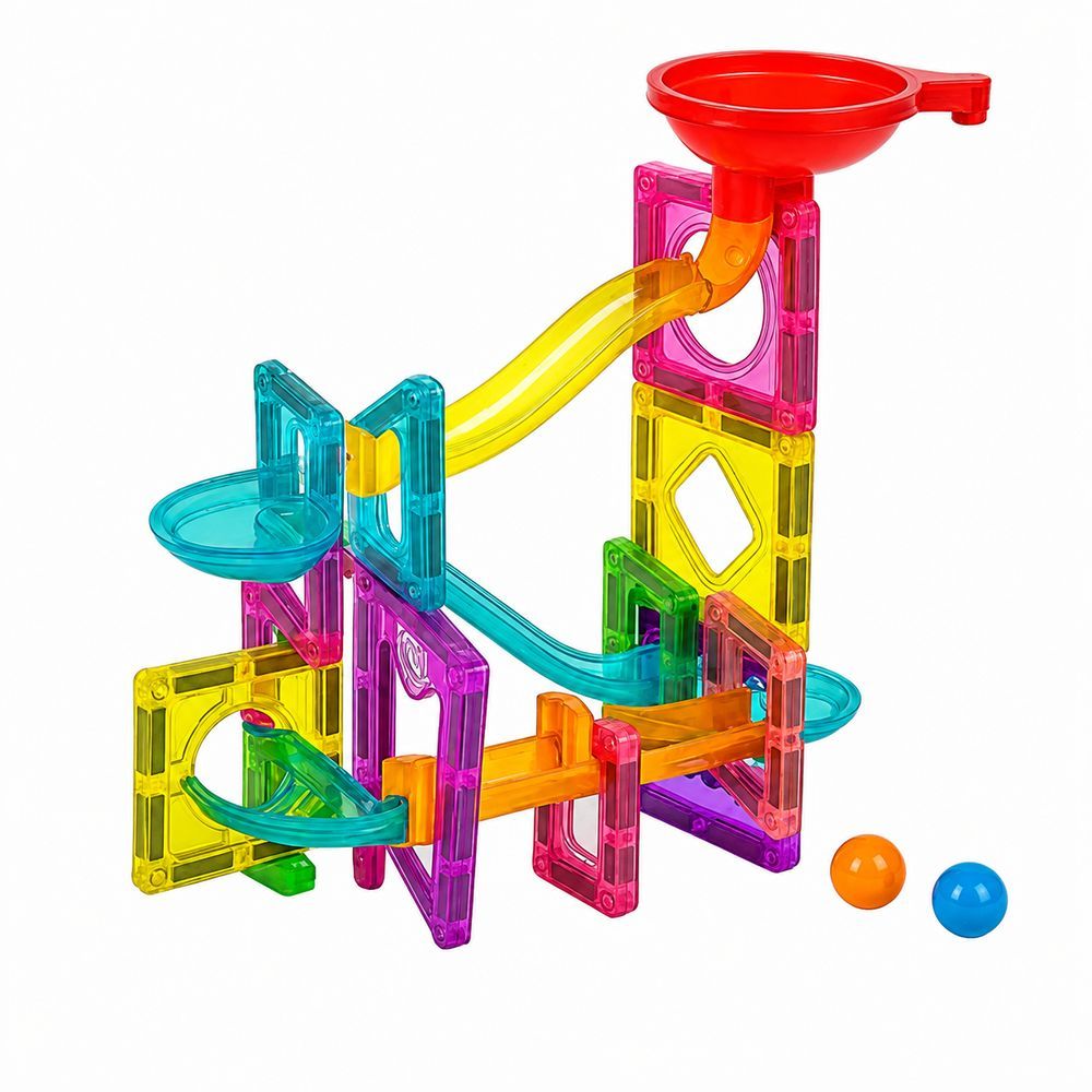 Blocos de Montar Pista de Bolinhas 47 Peças Kit com Peças Coloridas e Translúcidas Brinquedo Educativo Infantil BB