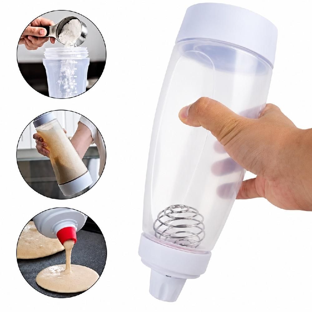 Garrafa Dosadora para Massas 1L com Marcações em Cups e ml para Panquecas Crepes e Cupcakes em Material Resistente