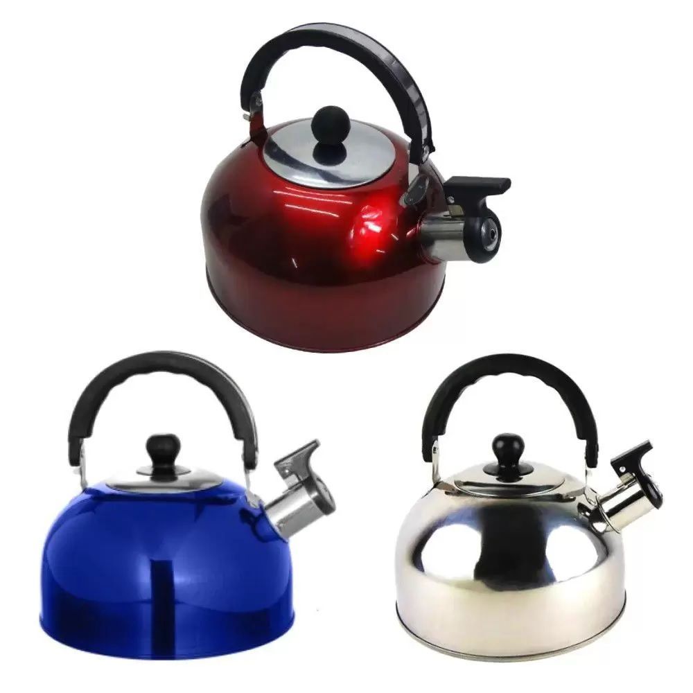 Chaleira de Aço Inox 2 Litros com Apito e Alça Térmica Resistente Ferver Água Aço Inox com Apito e Alça Térmica Cozinha